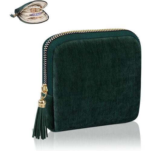 Kalanka-Pochette Bijoux Petite Trousse Rangement Boucle D'oreille En Tissu Sachets Boite A Bijoux Voyage Avec 5 Compartiments Étui Organisateur Pour Bagues Bracelets Colliers Femmes Cadeau 13*12*2,5c