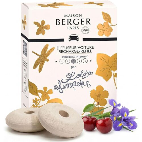 KALANKA-Maison Berger ¿ Recharges Diffuseur Voiture Lolita Lempicka ¿ Lot de 2 Recharges Céramiques Diffuseur Voiture, Diffusion Passive 4 à 6 Semaines, Fabriqué en France