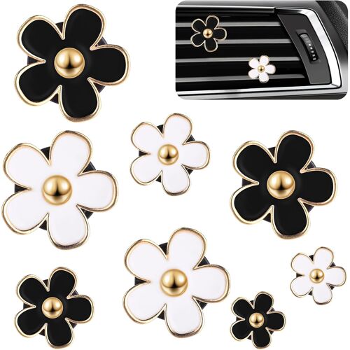 Kalanka-Lot De 8 Désodorisants De Voiture À Clip En Forme De Marguerite - Accessoire De Décoration Intérieure Pour Femme - Aromathérapie - Diffuseur D'huiles Essentielles - Accessoire De Décoration D 