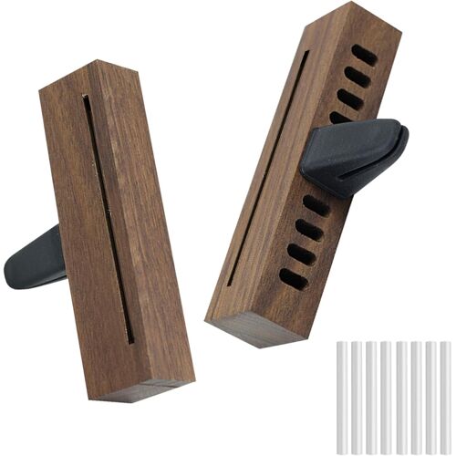 KALANKA-Lot de 2 diffuseurs de voiture en bois pour huiles essentielles avec 8 tampons de recharge, désodorisant pour voiture, clip pour plus de plaisir de conduite et de plaisir de conduite (02)