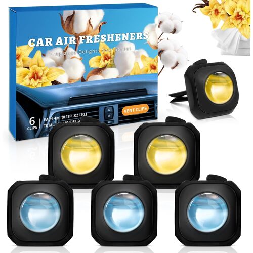 KALANKA-Parfum Voiture, Parfum Pour Voiture, Arôme Coton et Vanille Avec Clip d'Aération, Désodorisants Pour Auto, Diffuseur pour L'Intérieur, Elimine les Odeurs