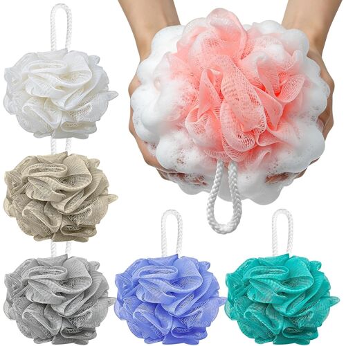 Kalanka-6 Pièces Éponge De Bain, 40g Moussante Fleur De Douche Lavable, Eponge Corps Exfoliante, Douche Lavable Maille Massage Eponge, Pour Exfolier La Peau Nettoyer La Peau Apaisante 