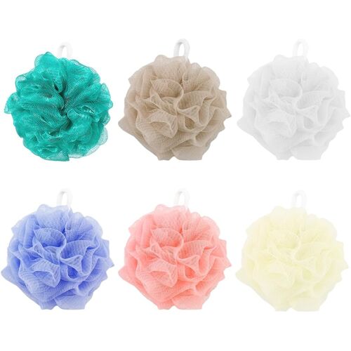 Kalanka-6 Pièces Maille Moussante Fleur De Douche Lavable, 40 G Éponge De Douche Aux Belles Couleur, Fleur De Douche Lavable, Éponges De Bain Pour Le Nettoyage Et L'exfoliation Du Corps 