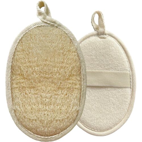 Kalanka-Éponge Loofah Naturel, 2 Tailles 16×11 & 12×8 Cm - Luffa Douche Eponge Exfoliante Corps Et Gommage Peau | Accessoire Bain Zéro Déchet 