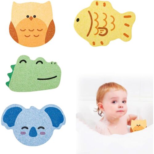Kalanka-4 Pièces Éponge De Bain Bebe, Éponge De Bain Enfant, Éponges Hydrophiles Pour Bébé, Éponge De Bain Konjac Pour Bébé,Doux Aux Formes Mignonnes Pour Enfants 