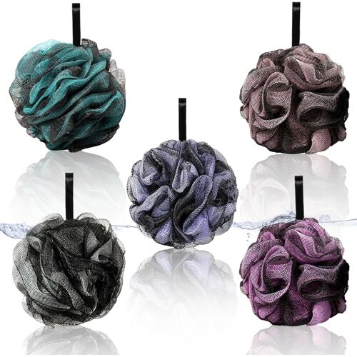 Kalanka-Boule De Bain En Maille Éponge Pour Nettoyer, 6 Pcs Fleur De Douche Aux Belles Couleur, Maille Moussante Fleur De Douche Lavable, Fleur De Douche Lavable Pour Femmes Hommes Exfolier La Peau N