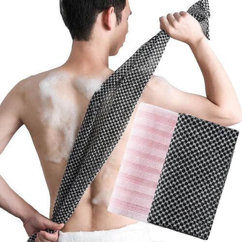 Kalanka-2pcs Débarbouillettes Exfoliantes,Éponge Bain Filet,Long Éponge Exfoliante,Pour Le Massage Exfoliant Et Le Nettoyage De La Surface De La Peau,Pour Hommes Et Femmes,Pour Le Nettoyage Quotidien 