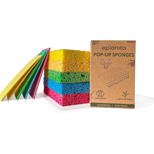 KALANKA-EPLANITA éponges Pop-up en Cellulose Naturelle (Lot de 10), compostables, Nettoyage sans Rayures pour Cuisine et Salle de Bain, Vaisselle, Gommage écologique, Bricolage Artisanat