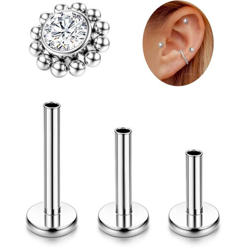 Kalanka-G23 Titane Piercing Helix Piercing Tragus Hypoallergénique Piercing Labret Levre Filetage Interne Monroe Medusa Piercing Petit Cz Oreille Piercing Conch Tragus Helix Piercing Or Argent