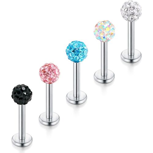 Kalanka-1.2mm Cz Cristal Boule Minuscule Labret Bague À Lèvres Piercing Tragus Helix Boucle D'oreille Stud Piercing Bijoux