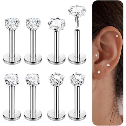Kalanka-16g Piercing Labret Levre Oreille Piercing Nez Anneaux Cartilage Boucles D'oreilles Piercing Acier Chirurgical Piercing Medusa Monroe Piercing Conch Piercing Helix Pour Femme