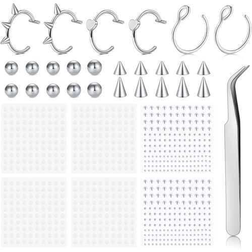 Kalanka-13 Pièces Ensemble De Faux Piercings, Inclus Anneau De Piercing Au Nez En Acier Inoxydable, Faux Piercing Lèvre, Anneau De Nez, Septum, Parfait Pour Une Application Facile Et Un Style