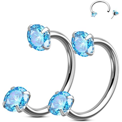 Kalanka-Nose Hoop Corporel 2 Pièces Boucles En Acier Chirurgical 316l Fer À Cheval Pour Nez Lèvre Sourcil Oreille Helix Daith 20g 7mm/8mm Cz Sans Filetage Horseshoe Rings