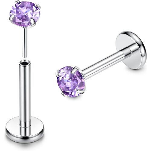 Kalanka-G23 Titane Tragus Helix 16g Piercing Labret Levre Threadless Piercing Oreille Pour Medusa/Tragus/Helix/Conch/Cartilage Boucle D'oreille Cz Titane Percing Au Nez Pour Femme Homme (2pcs)