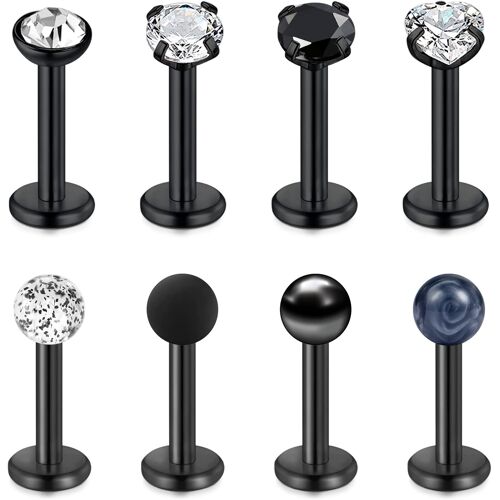 Kalanka-Piercing Lèvres Barres Labret Goujons 16g 8mm Acier Chirurgical Anneau Cartilage Tragus Helix Boucle D'oreille Piercing