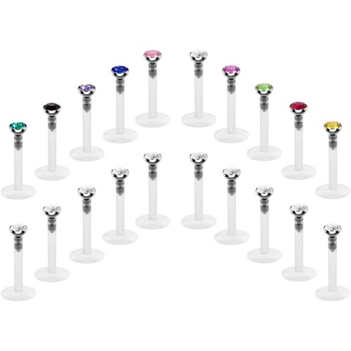 Kalanka-Baguette Lèvre Labret Stud Retainer Bioflex Barre Flexible 6/8/10/12mm Tragus Cartilage Helix Piercing Bijoux