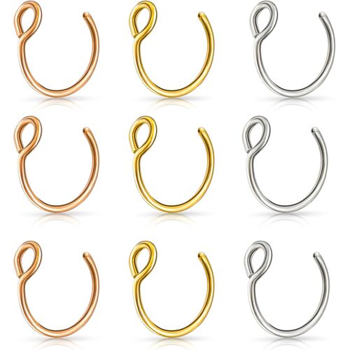 Kalanka-Lot De 9 Faux Anneaux De Nez En Acier Inoxydable Pour Lèvre, Septum, Nez, Sans Perçage