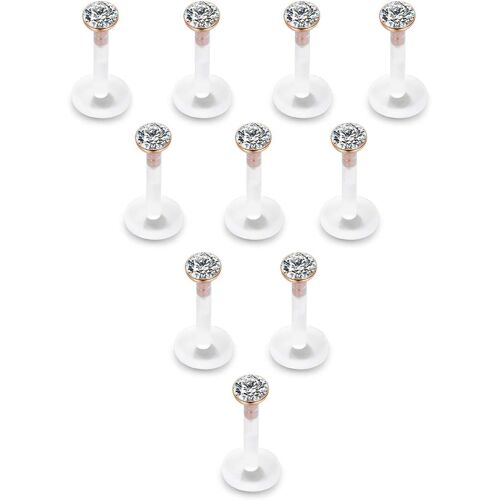Kalanka-10pcs Piercing Lèvre Piercing Tragus Cartilage Hélix Nez Labret Acrylique Acier Inoxydable Strass Cristal 3mm Boule Clou D'oreille Femme Homme Stud Lot Bijoux De Corps