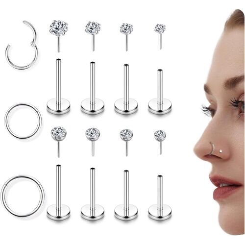 Kalanka-Piercing Labret Levre Acier Inoxydable Piercing Tragus Piercing Nez Piercing Oreille Piercing Helix Conch Cartilage Medusa Piercing Hypoallergénique Percing Au Nez Argent Or 20g 18g 16g