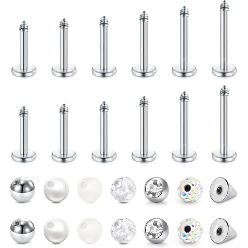 Kalanka-16g 6-10mm Piercing Lèvre Acier Chirurgical & Acrylique Boules De Remplacement Helix Tragus Stud Oreille Piercing Labret Helix Piercing Tragus Pour Femme