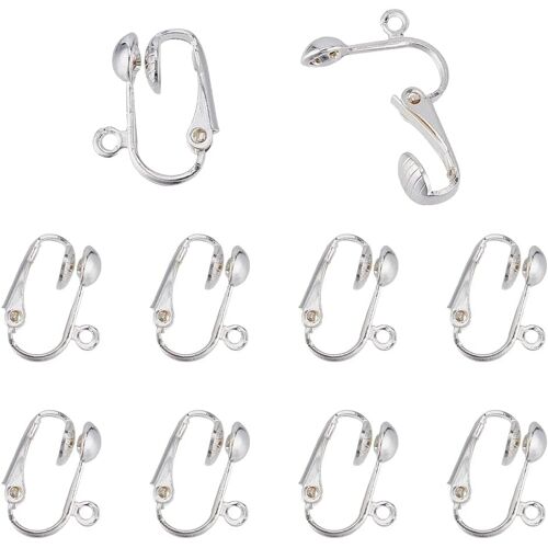 Kalanka-10pcs Clip D'oreilles Argent Clip Pour Boucle D'oreille Non Percées, 15.5x13.5x7mm Clip D'oreille Pour Transformer Percees En Boucles Pour Oreilles Non Percees, Trou: 1.2mm