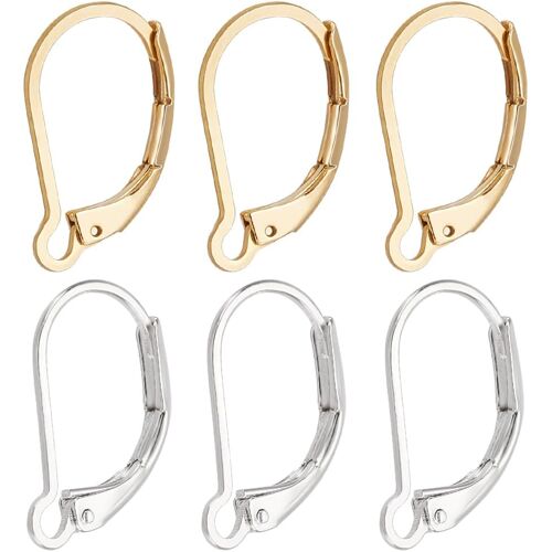 Kalanka-1 Boîte De 60 Pièces De Boucles D'oreilles À Levier En Or 24 Carats Et 925 En Argent Sterling Plaqués 2 Couleurs Fermoir Crochets De Boucle D'oreille Clip De Fil D'oreille