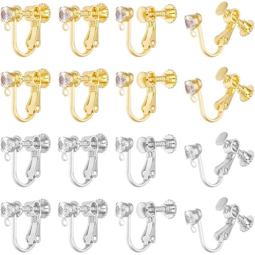 Kalanka-16 Pièces 2 Couleurs Clip Boucle D'oreille Clips Boucles D'oreilles Non Percées Boucles D'oreilles Laiton Convertisseur Boucle D'oreille Clip Fabrication Boucle D'oreille Accessoire