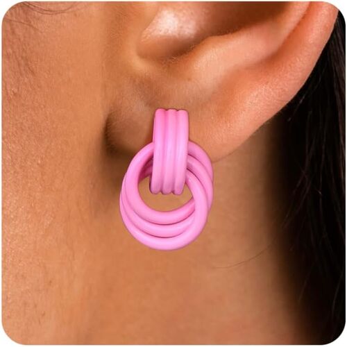Kalanka-Boucle D'oreille Clip Femme Non Percées Hypoallergénique Plaqué Or 14k Non Ternissable N?ud Clips Oreilles Non Percées Statement Boucles D'oreilles Femme Pendantes Chunky Bijoux Cadeau