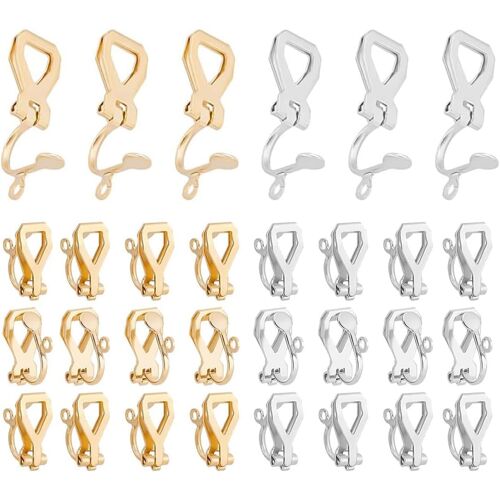 Kalanka-Lot De 30 Clips D'oreille En Acier Inoxydable - Attaches Sans-Perçage En Or Et Acier Inoxydable Pour Transformer Les Boucles D'oreilles, Des Pièces De Qualité Pour Vos Créations De Bijoux