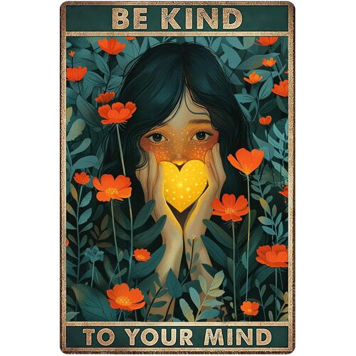 KALANKA-""Be Kind to Your Mind Poster Vintage, Art Mural bohème Hippie, Affiche Vintage, Cadeaux d'encouragement pour Femmes, Bureau à Domicile, Chambre à Coucher, Salon, décoration Murale, Style 2