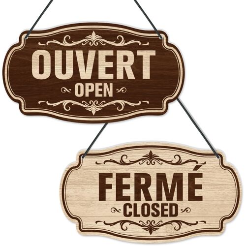 KALANKA-Panneau Ouvert/Fermé, Panneau de Porte Réversible en PVC Double Face, Adapté aux Restaurants, Clubs, Cafés et Hôtels