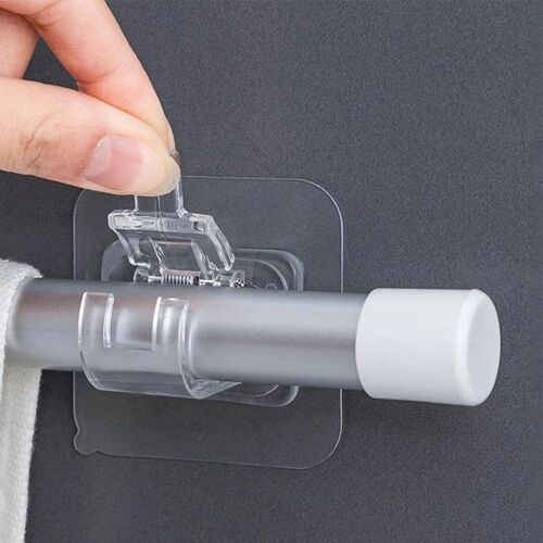 KALANKA-12 Pièces Supports pour Tringles à Rideaux Auto Adhésifs 6 * 6cm Support Tringle Rideaux sans Percage Crochet Rideau Adhesifs pour Porte-Serviettes Maison Salle Bain Hôtel Cuisines