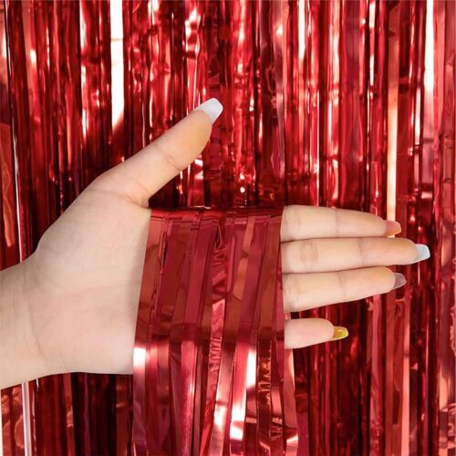 KALANKA-Rideau à lamelles rouges ¿ 200 x 100 cm ¿ Rideau à paillettes pour cadre de porte comme décoration, fête, mariage, décoration d'anniversaire pour enfants et adultes (rouge)