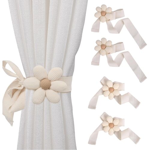 Kalanka-4 Pièces Embrasse Pour Rideaux, Embrasse Mignonne À Fleurs Pour Rideaux, Porte-Rideaux Embrasse - Sécuritaire Et Réglable Pour Chambre D'enfant, Salon, Chambre À Coucher
