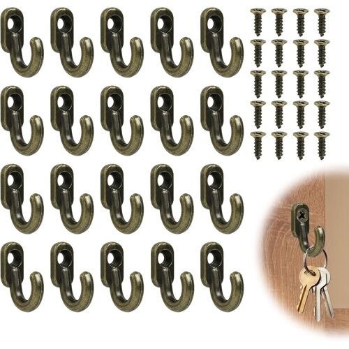 KALANKA-Lot de 20 Crochets à Visser en Bronze - Décoratifs et Muraux Pour Porte - Cuisine, Couloir, Bureau