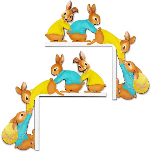 KALANKA-2 pièce décoration Cadre Porte pâques,Décoration Porte pâques en Bois,Cadre de Portes de Lapin,Convient aux Portes,fenêtres et cheminées