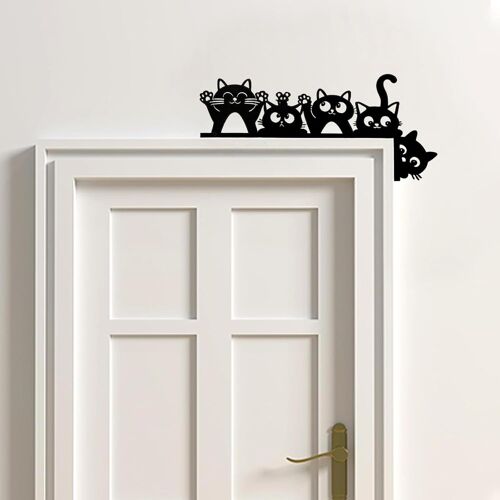 KALANKA-Chat Drôle Ornement de Cadre de Porte en Métal, Noir Chat Décoration de Cadre de Porte, Noire Serre Lres Décoratif, Idéal pour Décorer D'enfants, Portes D'entrée, Habitations, Coins Chambres