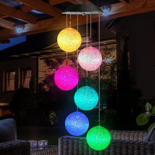 KALANKA-Solaire Carillon a Vent Exterieur, Solaire Carillon Éolien avec Lumières LED à Changement de Couleur LED Solaires Carillon Couleur Changeante pour Décoration de Jardin Porch Terrasse Cour Fêt