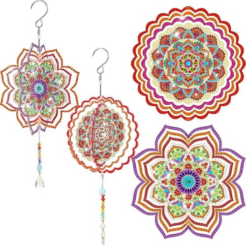 Kalanka-Diamond Painting Lot De 2 Carillons Éoliens Attrape-Soleil Pour Enfants, Peinture Diamant Pour Enfants, Cadeau Pour Filles 6 7 8 9 10 11 Ans
