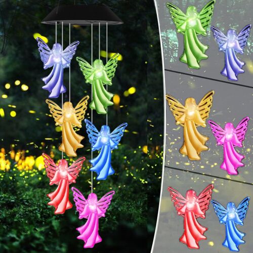 KALANKA-Carillon solaire à vent - Cadeau de fête des mères - Lampe LED solaire - Spirale - Boule blanche - Boule blanche - Ange