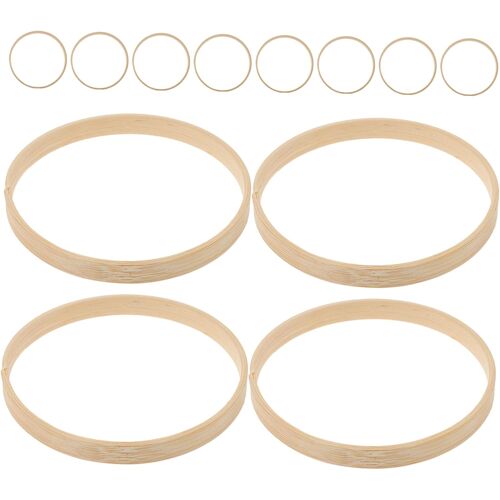 KALANKA-Lot de 12 anneaux de bricolage en bambou - Diamètre : 8 cm - Attrape-rêves - Cadre rond en bois - Pour décoration de mariage, couronne de Noël, carillons éoliens