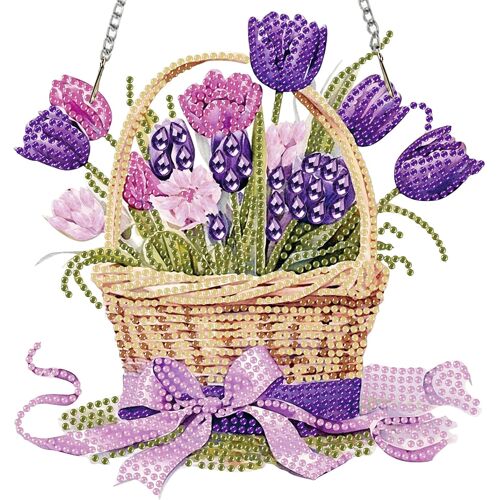 KALANKA-Pendentif de peinture diamant en forme de fleur - Carillon éolien - Avec chaîne - Pour enfants et adultes - Décoration murale pour porte, jardin, mur