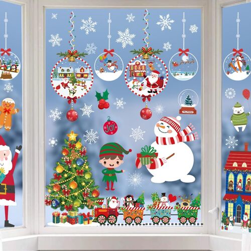 KALANKA-Stickers Fenêtre Noël - 271 Sticker Amovibles et Réutilisables Décorations pour Vitre, Décorations de Fenêtre Noël pour Maison, Bureau, Magasin, Maternelle, Adulte & Enfant