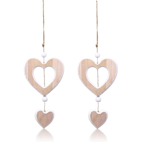 KALANKA-Lot de 2 c?urs décoratifs à suspendre pour fenêtre - En bois - En forme de c?ur - À suspendre - Pour mariage ou salon