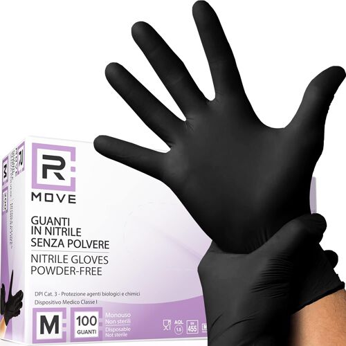 Kalanka-Lot De 100 Gants Jetables En Nitrile Noir M Sans Poudre, Gloves Ambidextres Jetables Pour Aliments, Non Stériles, Sans Latex, Hypoallergéniques - Pour Domaines Médicaux, Esthéticiens, Tatoueu