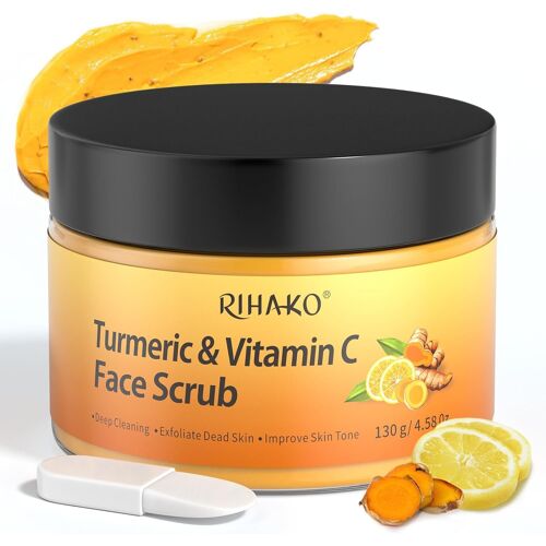 Kalanka-Gommage Visage Au Curcuma Et À La Vitamine C, Gommage Visage Exfoliant Au Curcuma, Gommage À La Vitamine C Pour Éliminer Les Peaux Mortes, Les Taches Brunes Et Nettoyer Les Pores. Cadeau Pour 