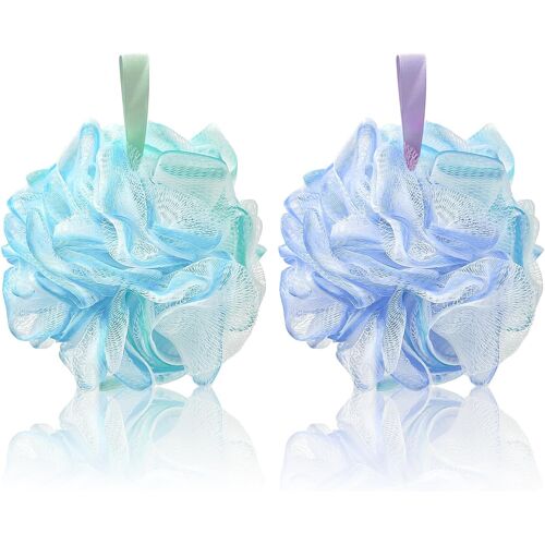 Kalanka-Lot De 2 Grands Loofahs De Douche, 75 G, Éponges De Bain En Maille Douce Pour Une Exfoliation Douce, Gommage Corporel Pour Femmes Et Hommes (Combinaison 1) 