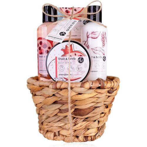 Kalanka-Accentra - Set De Douche Set Cadeau Femme Fruit & Herb Dans Panier Cadeau, Set De Bain 4 Pièces Cadeau Gel Douche, Lotion Pour Le Corps, Gommage, Sels De Bain, Idée Cadeau Fruitée, Parfum : G 