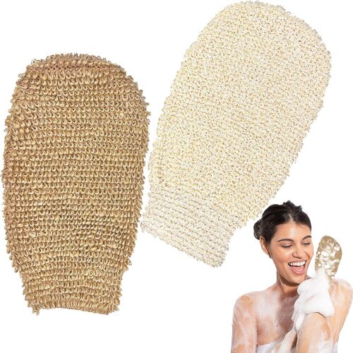 Kalanka-Gants Exfoliants,2 Pièces Gants De Gommage Corporel,Mitaines De Douche Gants,Gant De Toilette En Sisal Gant De Toilette Exfoliant Naturel Pour Hommes Femmes Enfants 