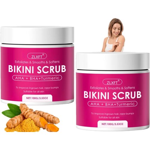 Kalanka-Gommage Corporel,2pcs Gommage Bikini Avec 10% D'aha+Bha Et Curcuma Pour Le Maillot Et Les Aisselles,Élimine Les Poils Incarnés Et Les Imperfections Dues Au Rasage,100g